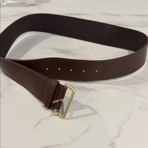 Brown faux Leather Belt with Gold Buckle